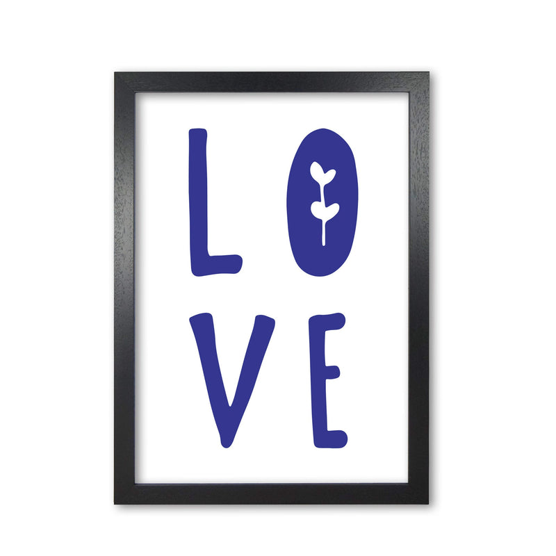 Love navy modern fine art print, framed typography wall art