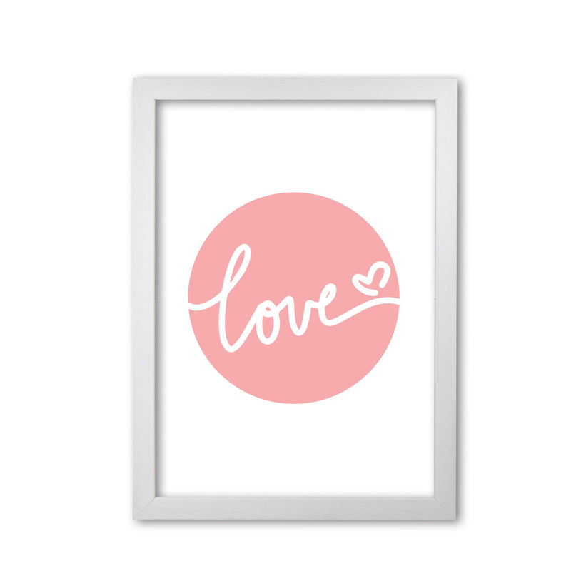 Love pink circle modern fine art print, framed typography wall art