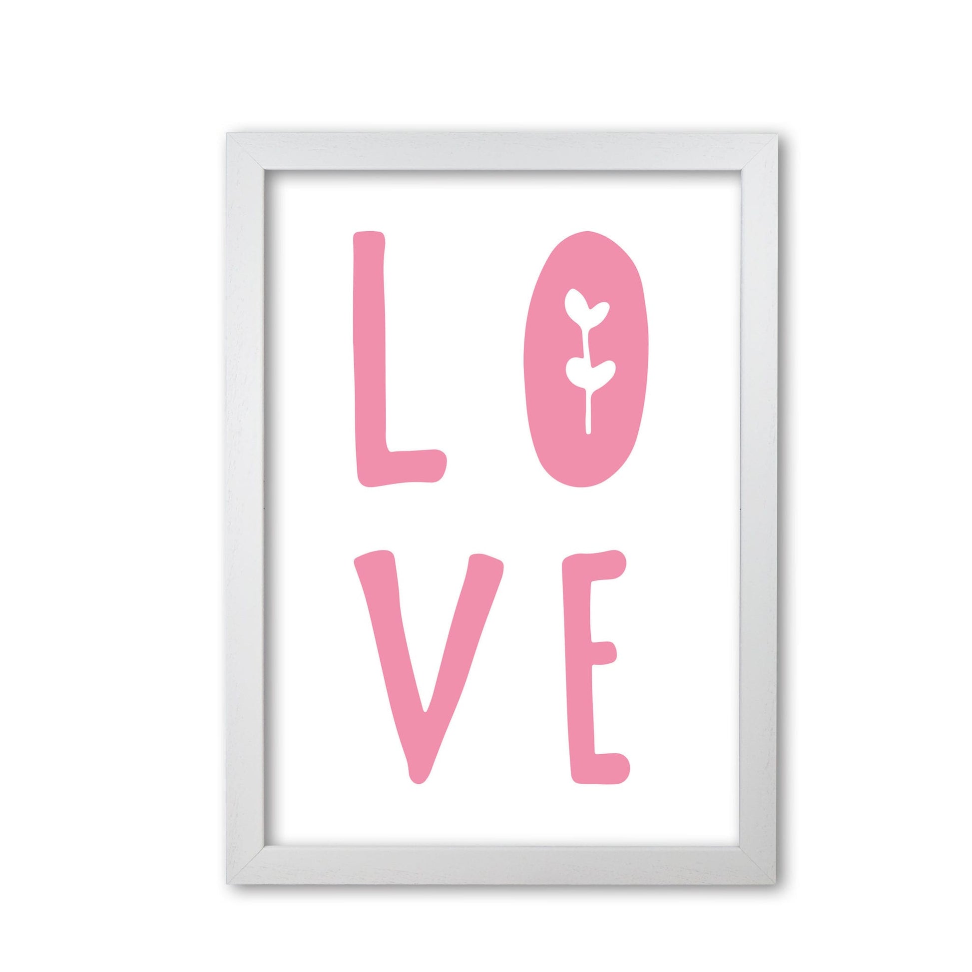 Love pink modern fine art print, framed typography wall art