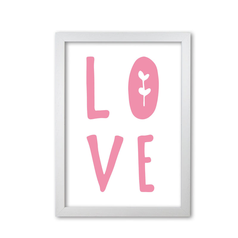 Love pink modern fine art print, framed typography wall art