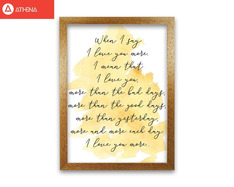 Love you more yellow watercolour modern fine art print