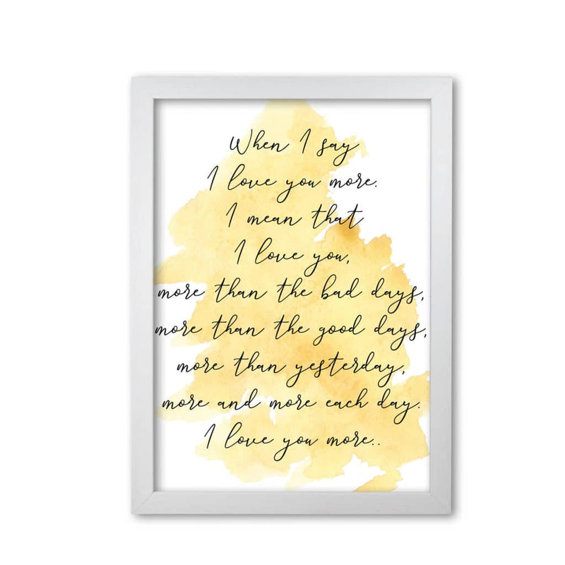 Love you more yellow watercolour modern fine art print