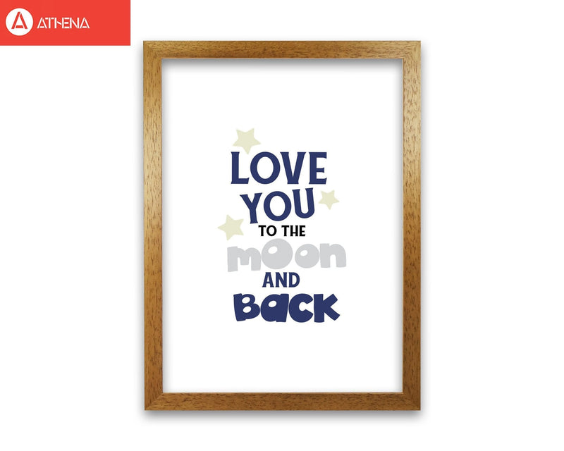 Love you to the moon and back modern fine art print, framed typography wall art