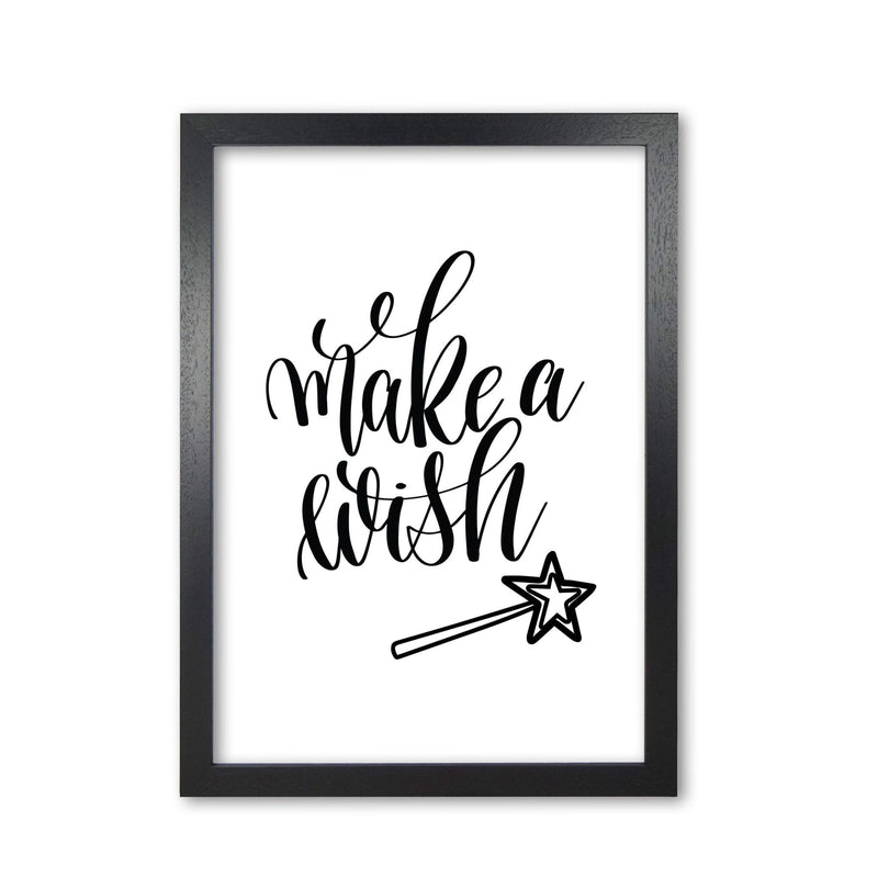 Make a wish black modern fine art print, framed typography wall art
