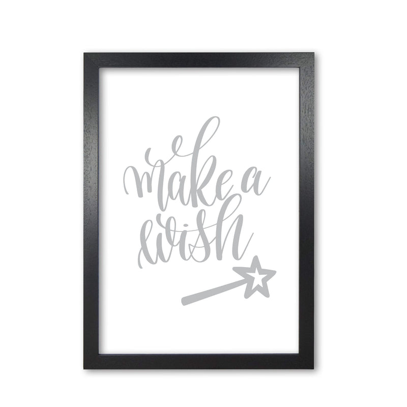 Make a wish grey modern fine art print, framed typography wall art