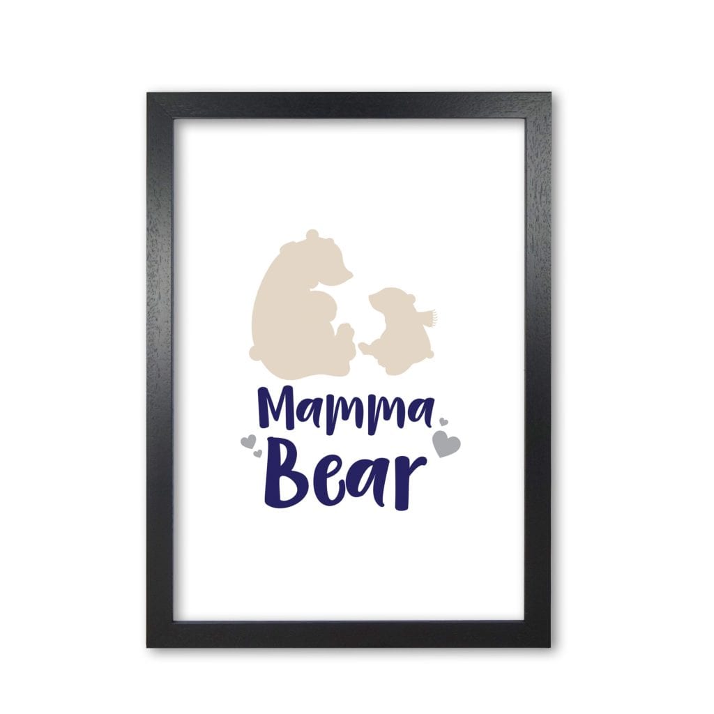 Mama bear modern fine art print, framed childrens nursey wall art poster