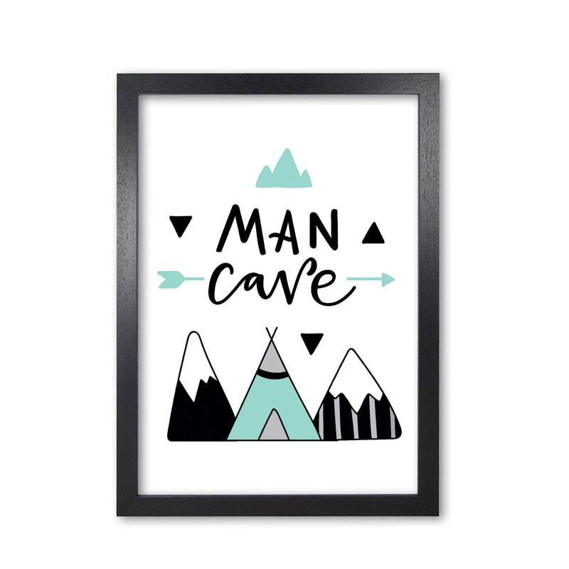 Man cave mountains mint and black modern fine art print, framed typography wall art