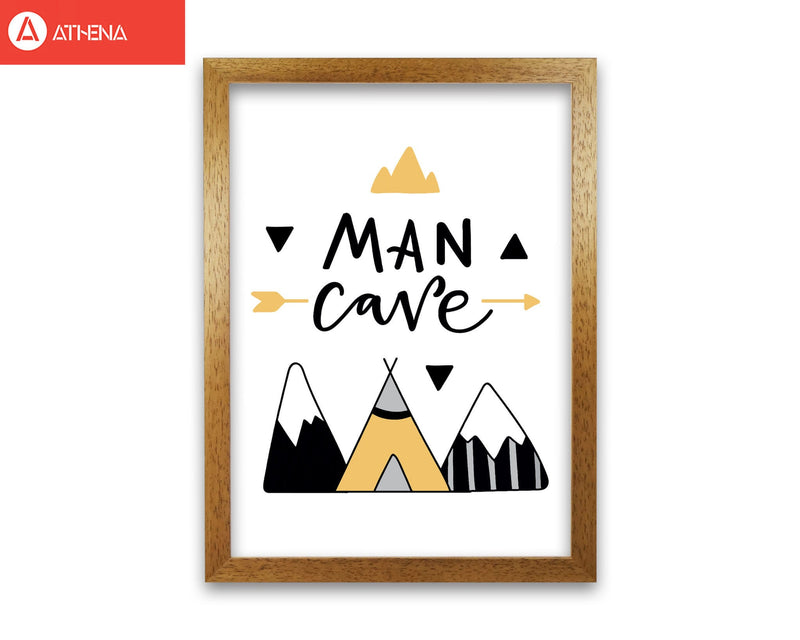Man cave mountains mustard and black modern fine art print, framed typography wall art