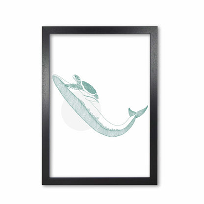 Marine animals whale and turtle modern fine art print
