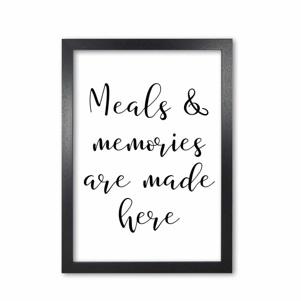 Meals and memories modern fine art print, framed kitchen wall art