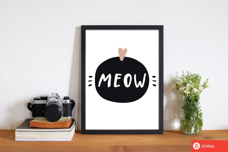 Meow modern fine art print, framed typography wall art