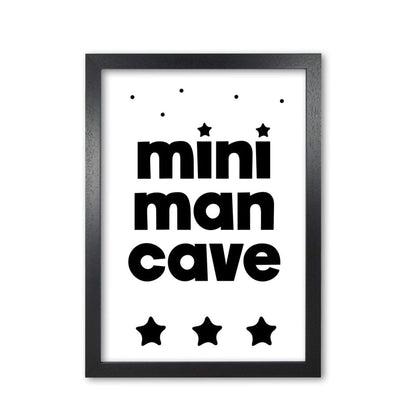 Mini man cave black modern fine art print, framed childrens nursey wall art poster