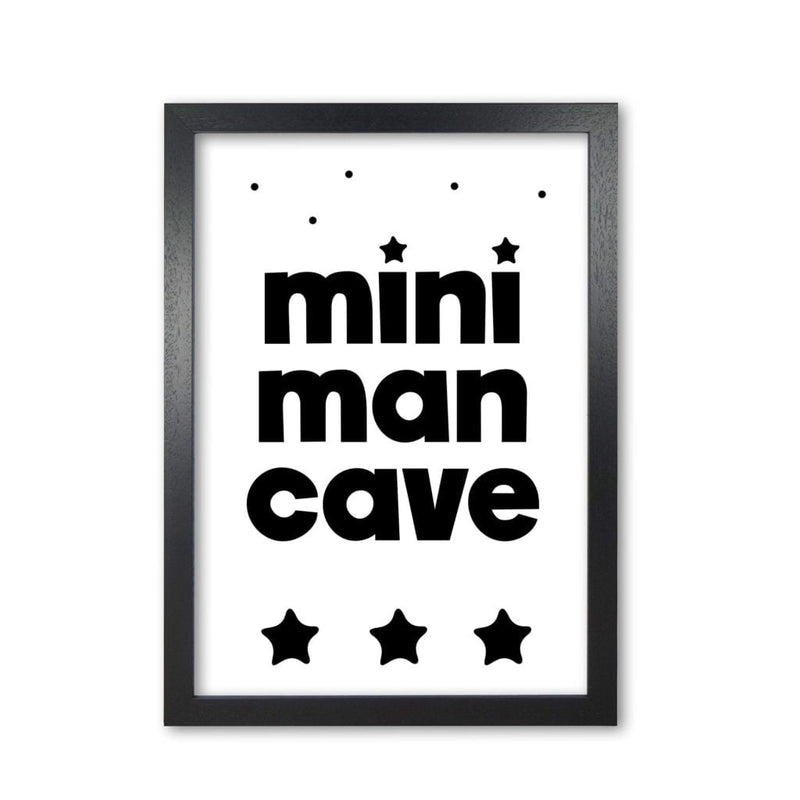 Mini man cave black modern fine art print, framed childrens nursey wall art poster