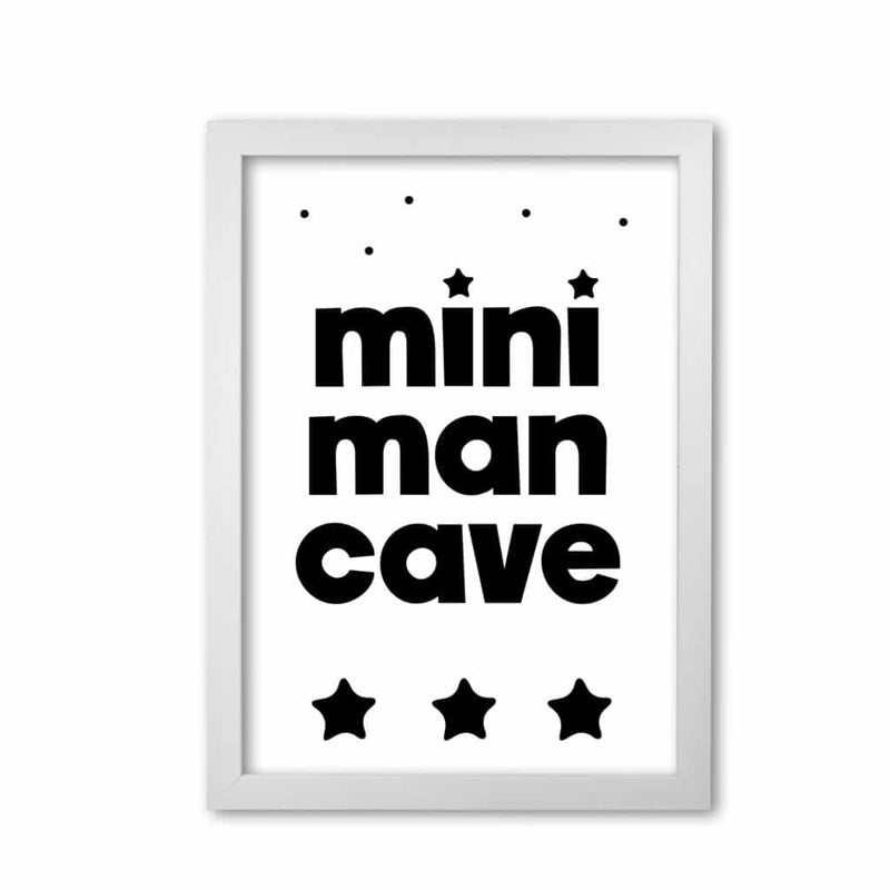 Mini man cave black modern fine art print, framed childrens nursey wall art poster