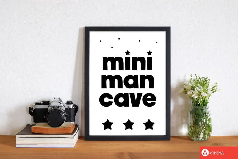 Mini man cave black modern fine art print, framed childrens nursey wall art poster