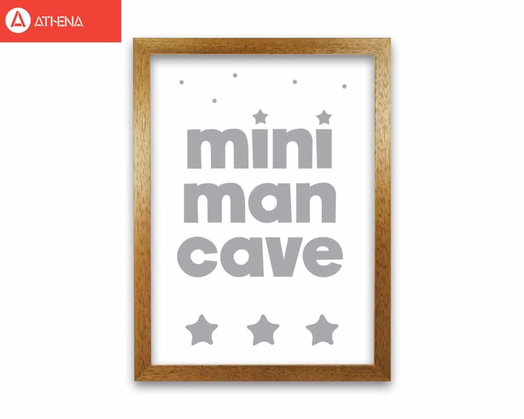 Mini man cave grey modern fine art print, framed childrens nursey wall art poster