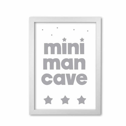 Mini man cave grey modern fine art print, framed childrens nursey wall art poster