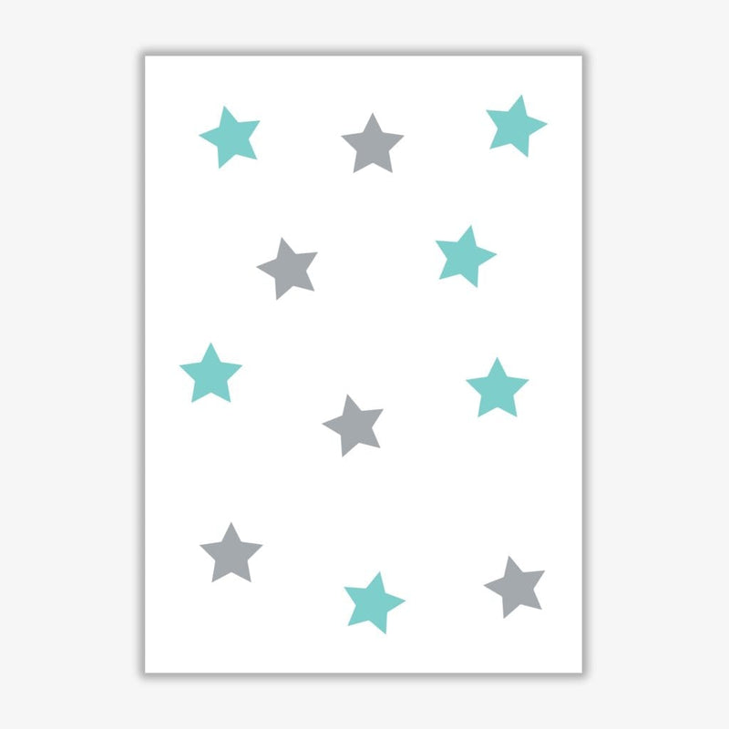 Mint and grey stars modern fine art print, framed childrens nursey wall art poster