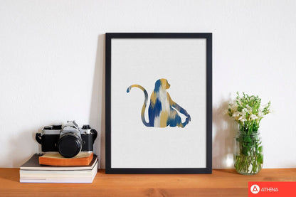 Monkey blue &#038; yellow fine art print by orara studio