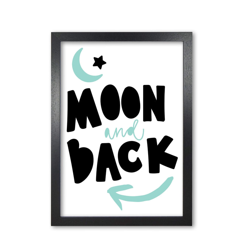 Moon and back black and mint modern fine art print, framed typography wall art