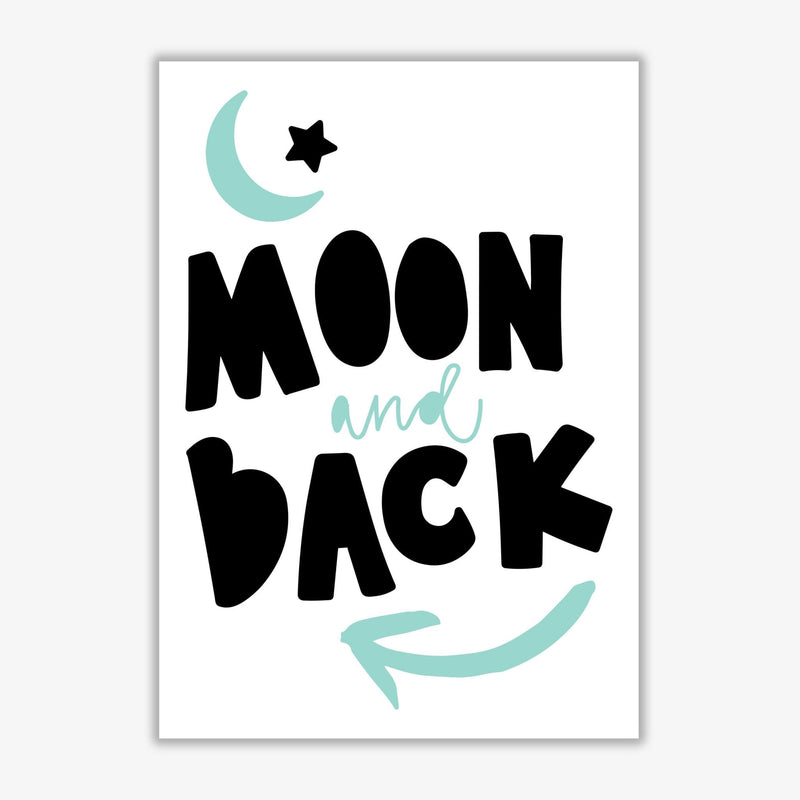 Moon and back black and mint modern fine art print, framed typography wall art