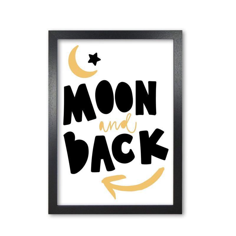 Moon and back mustard and black modern fine art print, framed typography wall art