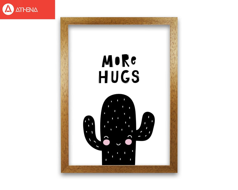 More hugs cactus modern fine art print, framed typography wall art
