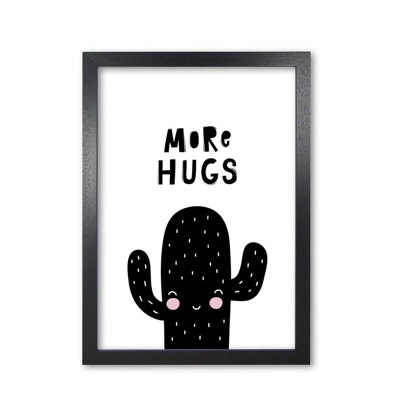 More hugs cactus modern fine art print, framed typography wall art