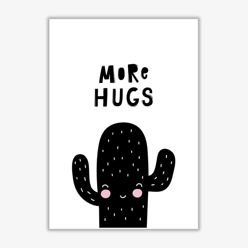 More hugs cactus modern fine art print, framed typography wall art