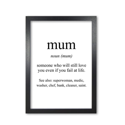 Mum modern fine art print, framed typography wall art