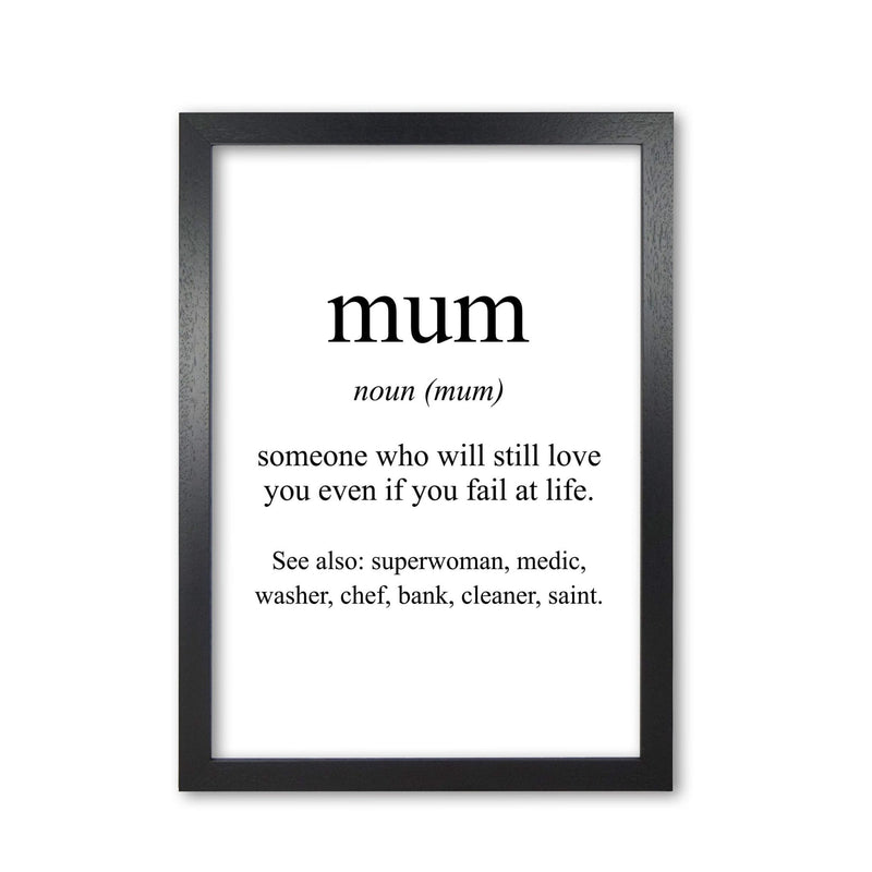 Mum modern fine art print, framed typography wall art