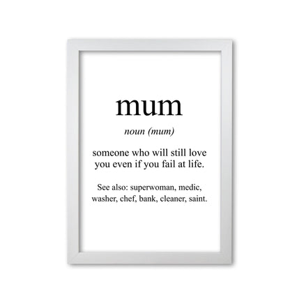 Mum modern fine art print, framed typography wall art