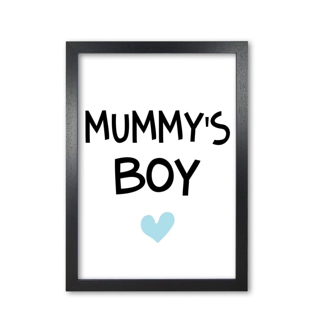 Mummy&#39;s boy blue modern fine art print, framed childrens nursey wall art poster