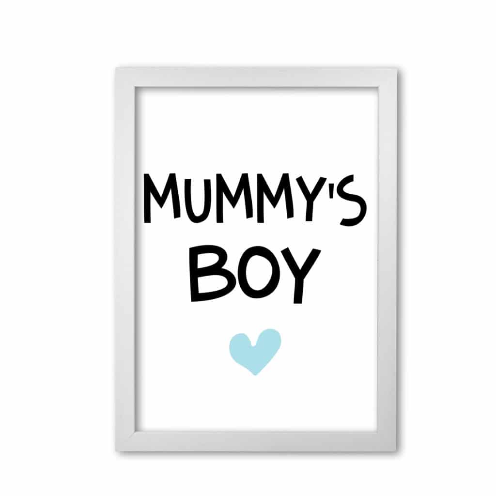 Mummy&#39;s boy blue modern fine art print, framed childrens nursey wall art poster