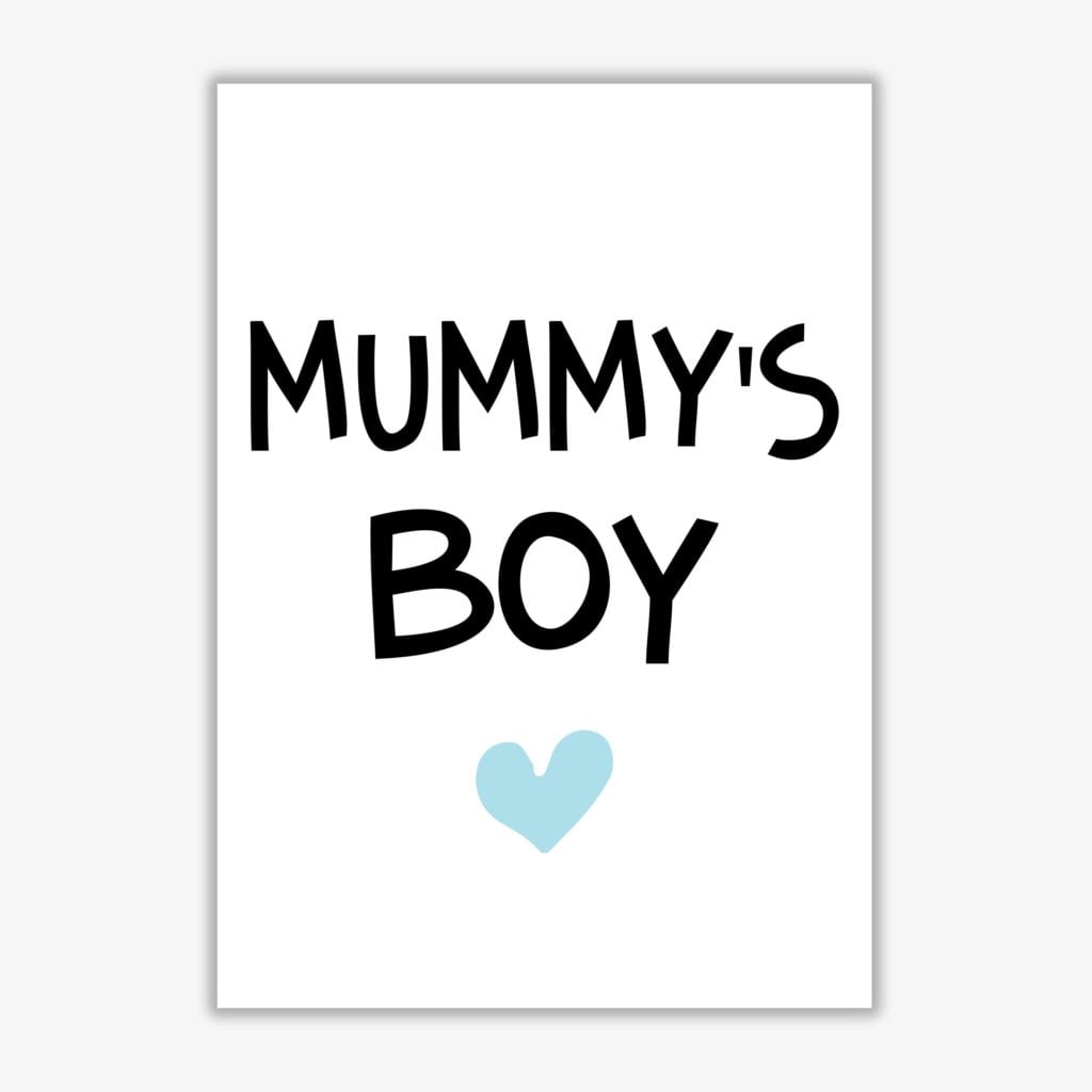 Mummy&#39;s boy blue modern fine art print, framed childrens nursey wall art poster