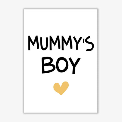 Mummy&#39;s boy mustard modern fine art print, framed childrens nursey wall art poster