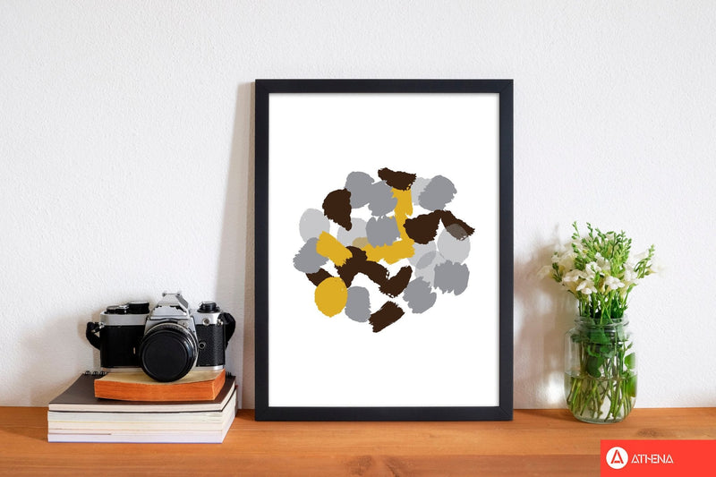 Mustard abstract paint splodge modern fine art print