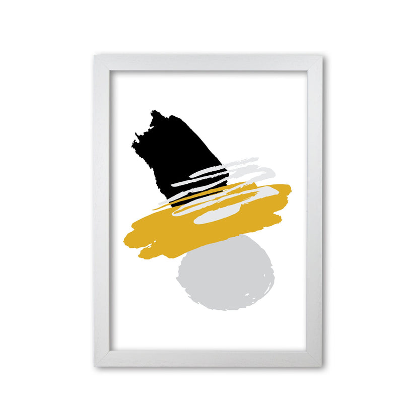 Mustard and black abstract paint shapes modern fine art print
