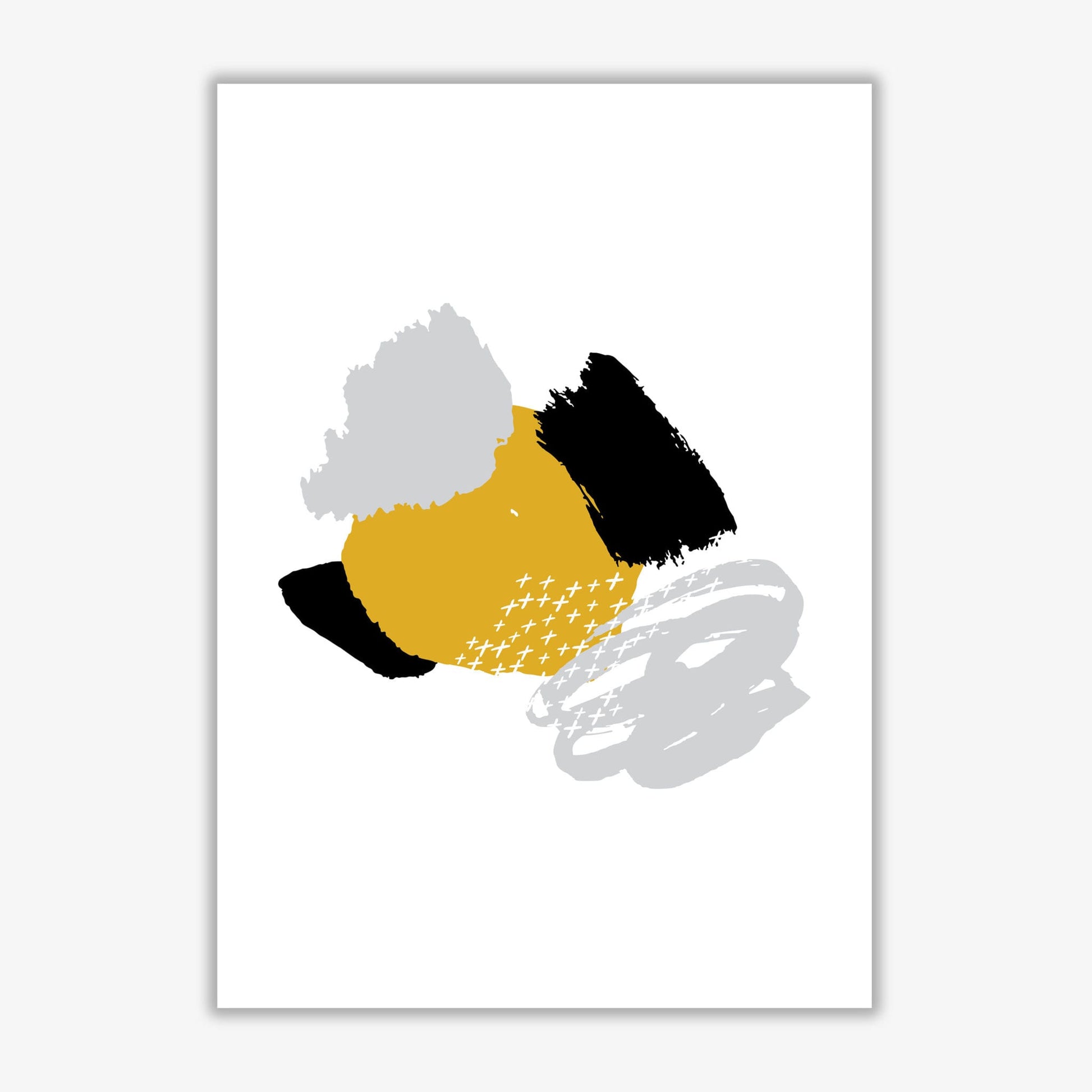 Mustard and black mismatch abstract modern fine art print