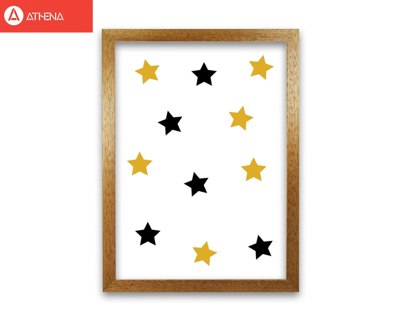 Mustard and black stars modern fine art print