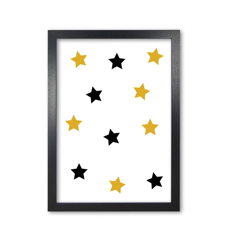 Mustard and black stars modern fine art print