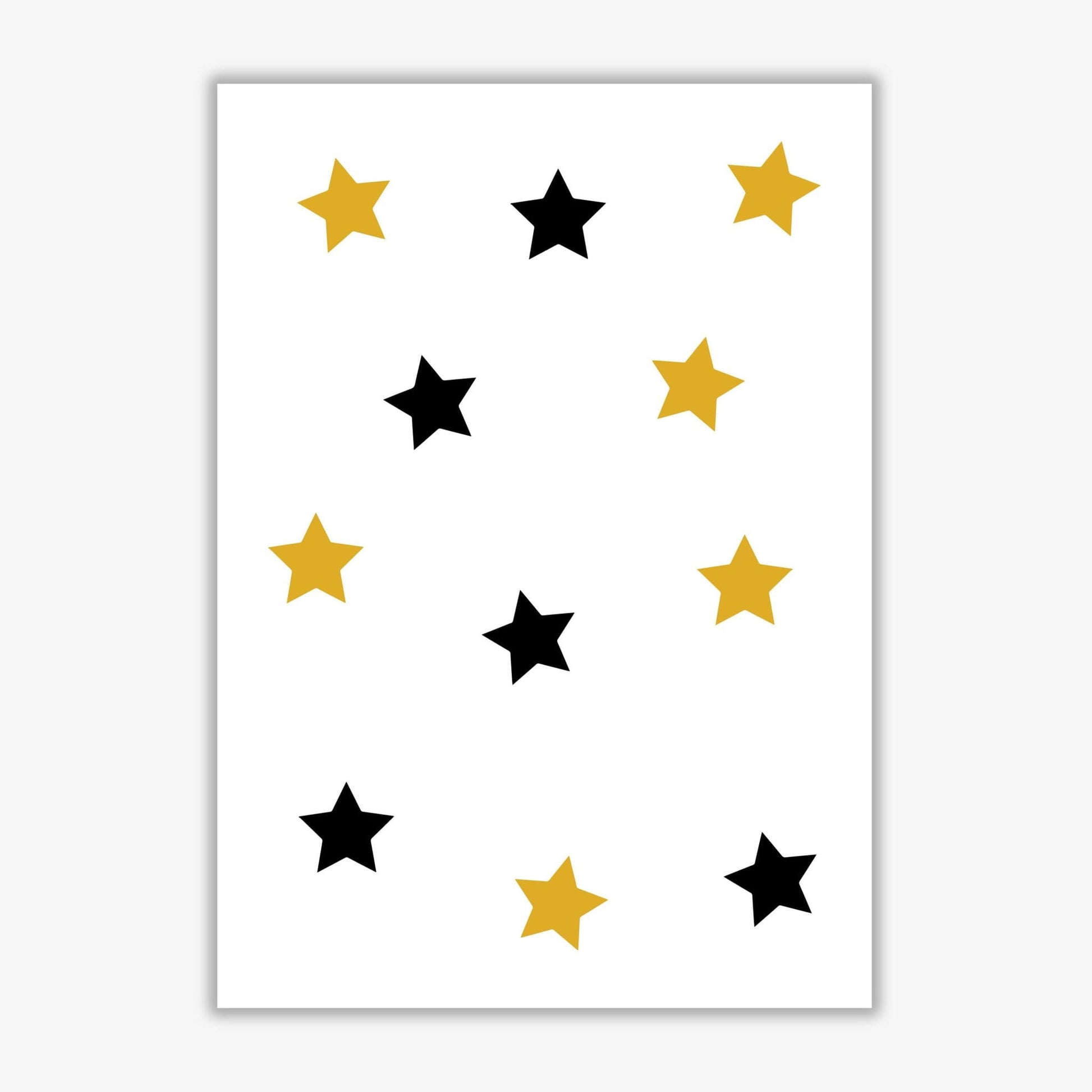 Mustard and black stars modern fine art print