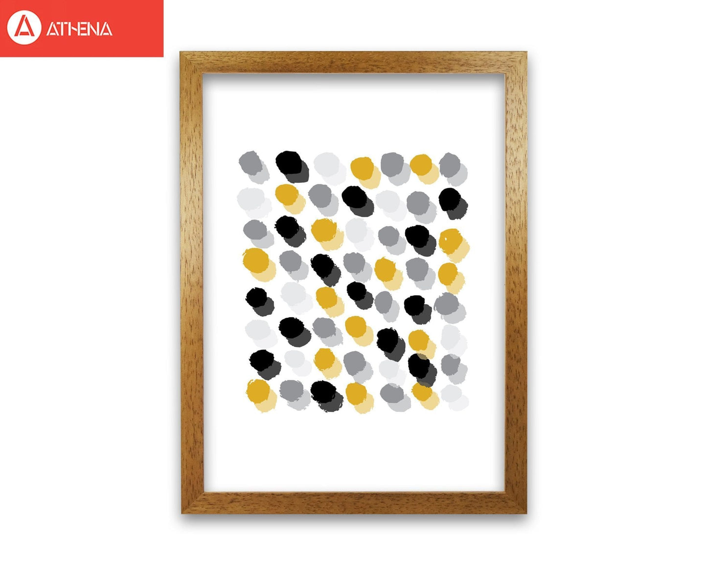 Mustard polka dots abstract modern fine art print