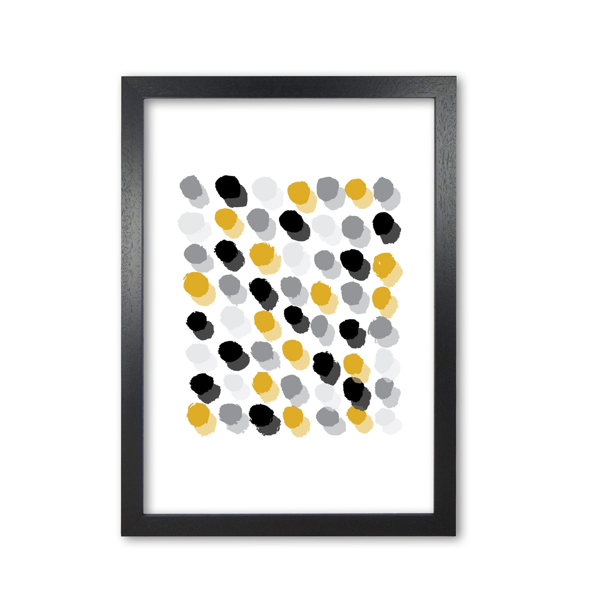 Mustard polka dots abstract modern fine art print