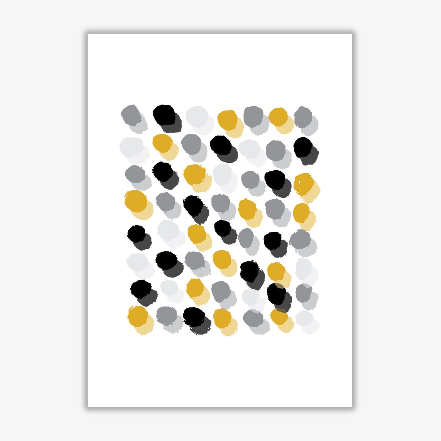Mustard polka dots abstract modern fine art print