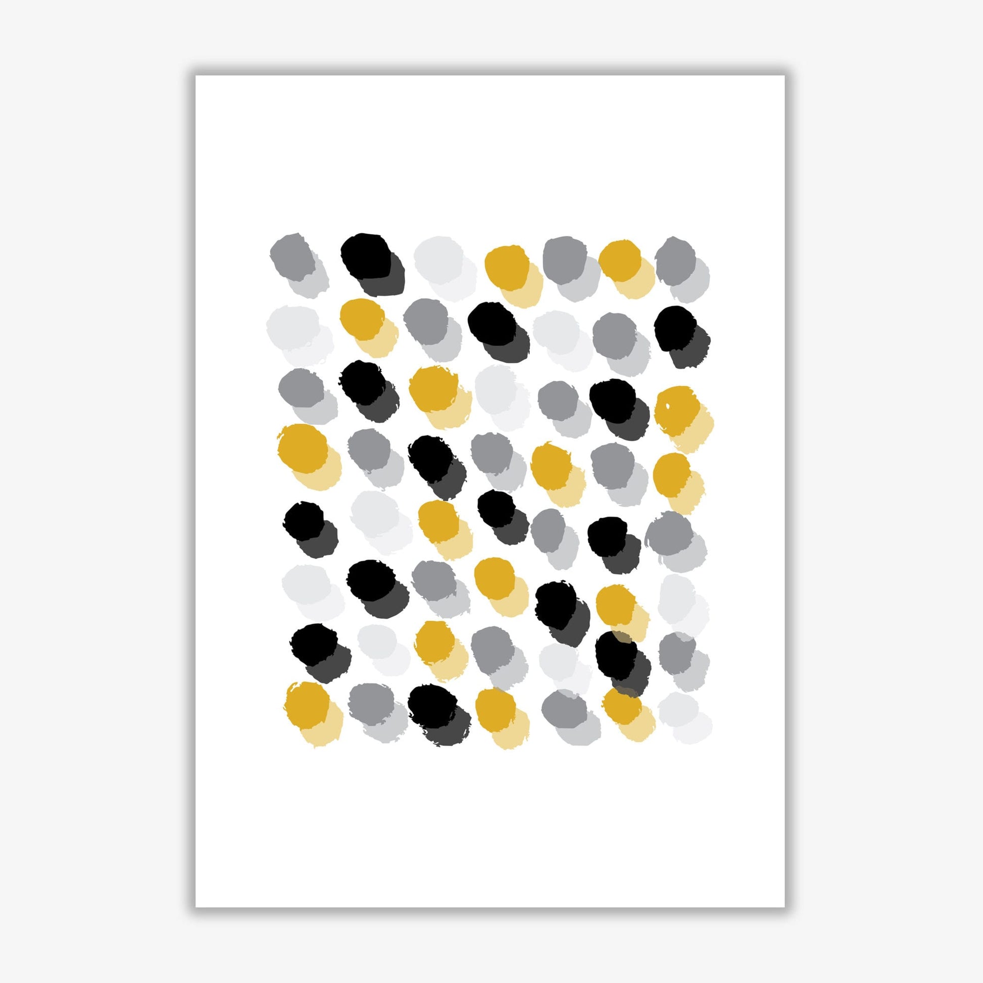 Mustard polka dots abstract modern fine art print