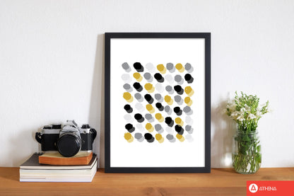 Mustard polka dots abstract modern fine art print