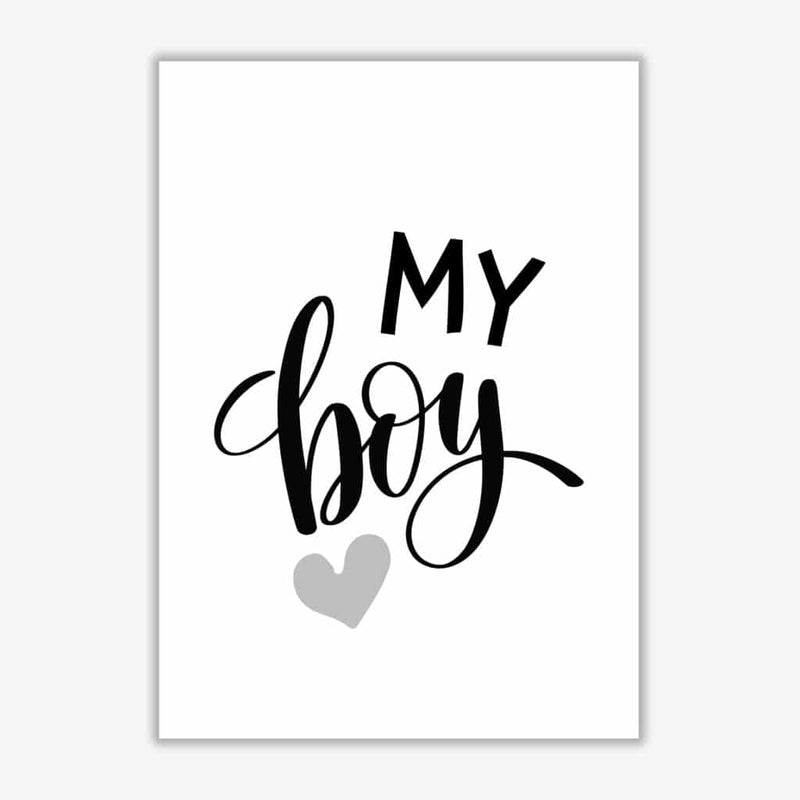 My boy black modern fine art print, framed childrens nursey wall art poster