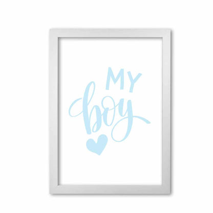 My boy blue modern fine art print, framed childrens nursey wall art poster