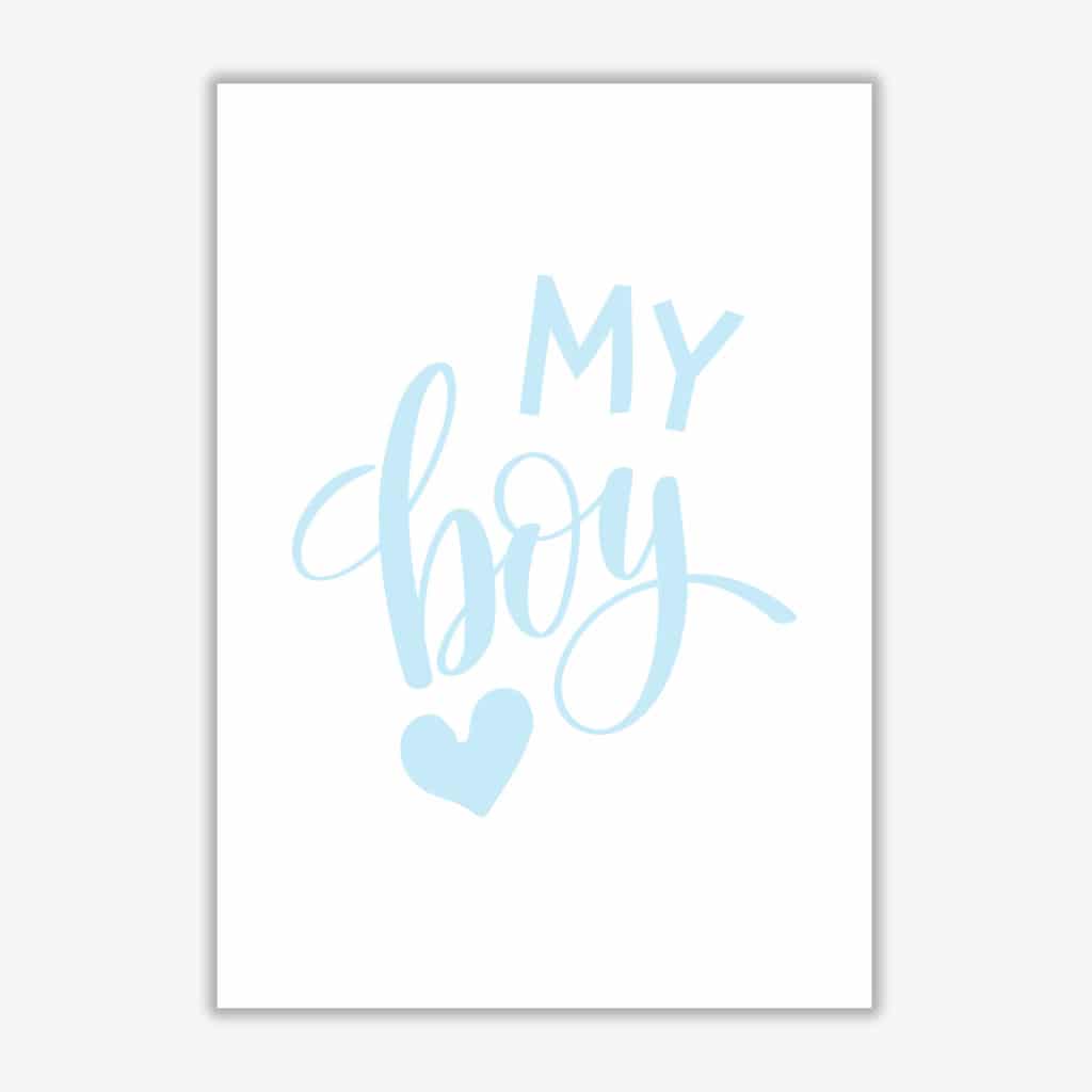 My boy blue modern fine art print, framed childrens nursey wall art poster